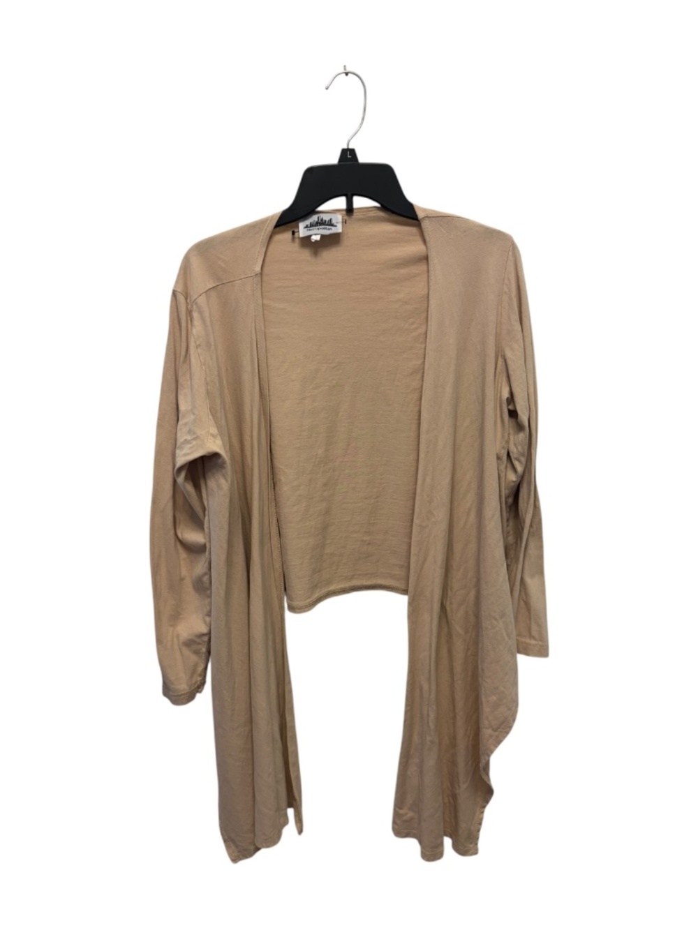 Metropolitan 100% Cotton Open Front Drape Cardigan Tan Size Large